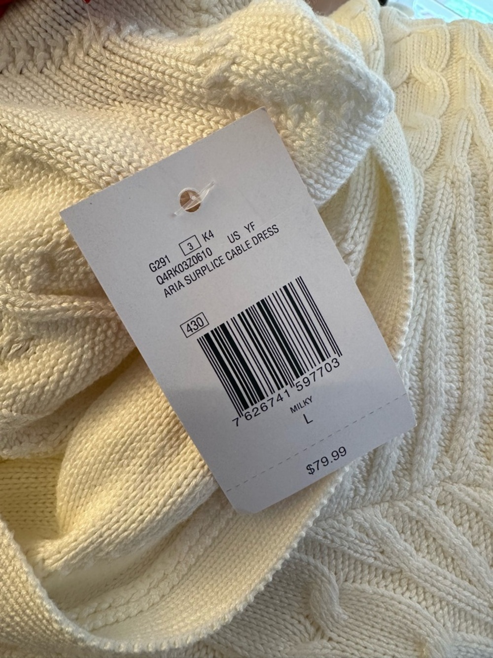 Guess Cream Wrap Cable Knit Long Sleeve Dress - Picture 8 of 8